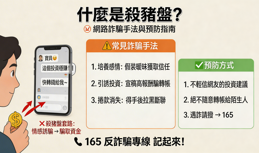 什麼是殺豬盤？認識常見網路詐騙手法與預防方式