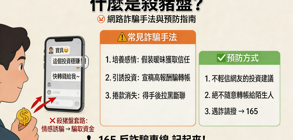 什麼是殺豬盤？認識常見網路詐騙手法與預防方式